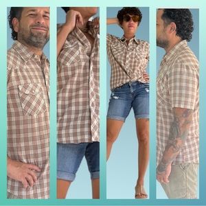 Gender, Neutral, ￼Vintage Pearl Snap Plaid  SZ Men Medium